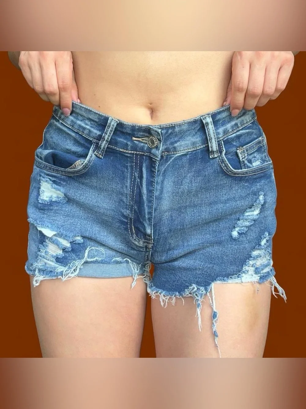 Women’s Shein High-Rise Distressed Denim Shorts - Blue